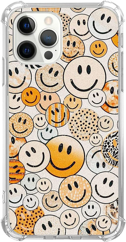 Artistic Hippy Rainbow Smiley Flower Case for iPhone 15 Pro Max