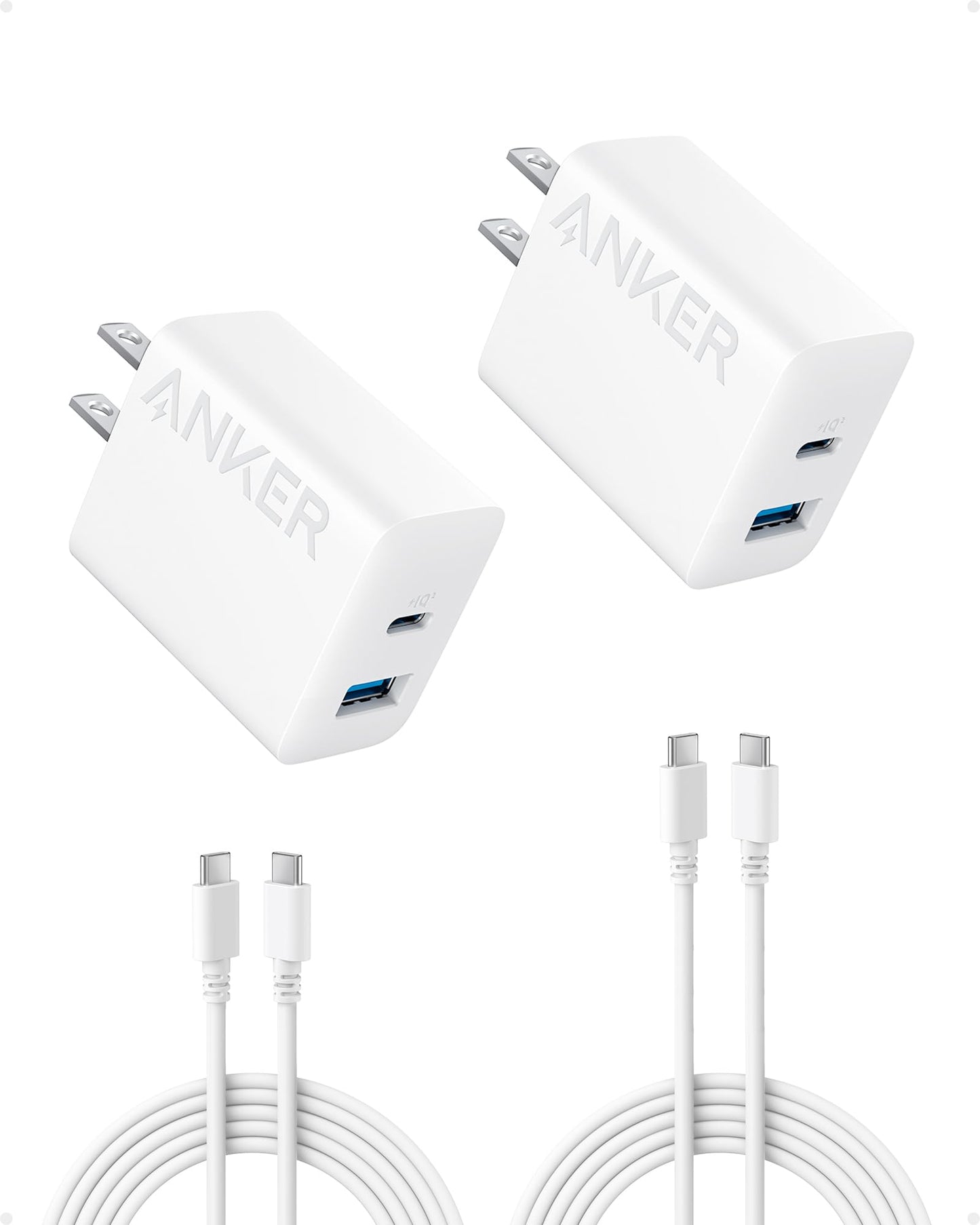 Anker iPhone 16 Charger, USB C Charger, 2-Pack 20W Dual Port USB Fast Wall Charger, USB C Charger Block for iPhone 16/16 Pro/16 Pro Max/15/14/13, Pad Pro/AirPods and More(Cable Not Included)