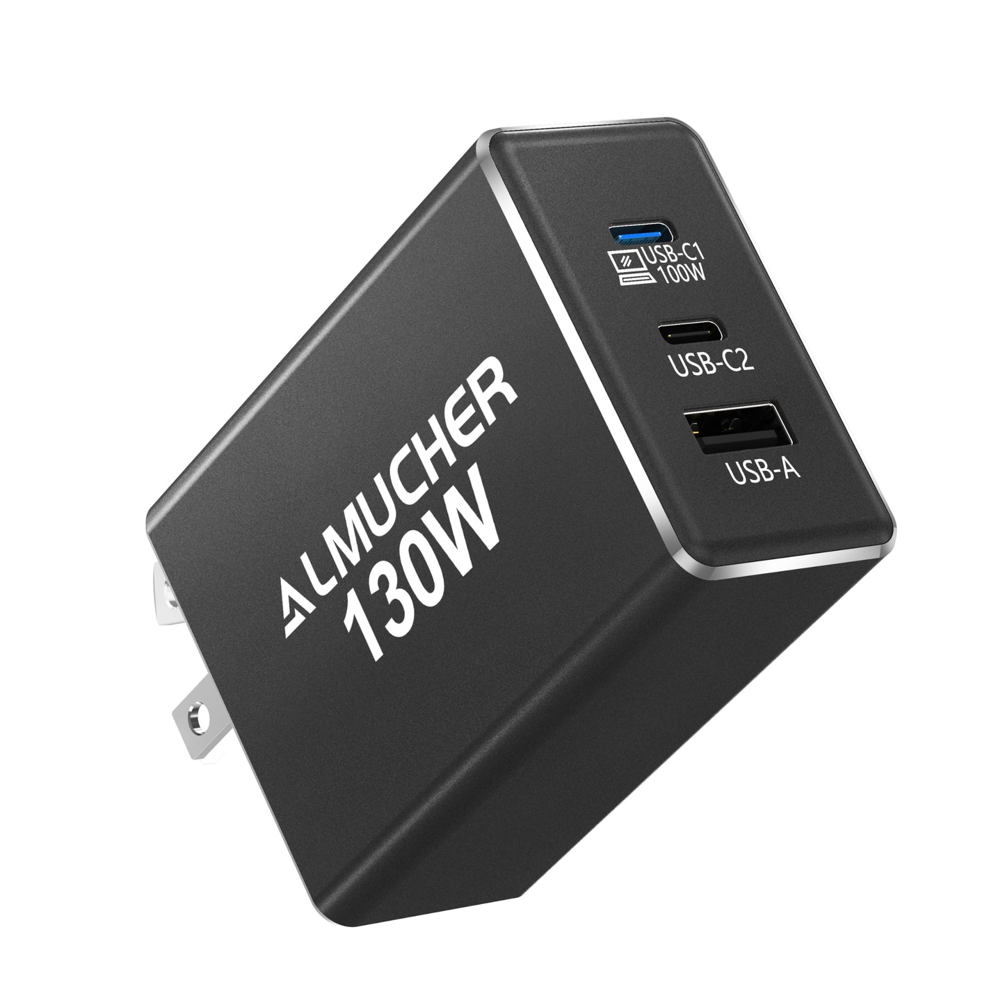 130W USB C Charger Block 3 Port GaN Foldable Compact Fast Wall Charger Single Port 100W USB C Charger Power Adapter for MacBook Pro/Air iPhone15 Pro iPad Pro Samsung GalaxyPixelbook (Black)
